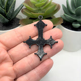 Black Enamel Inverted Cross Pendants, 54x38mm