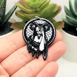 Hecate in Ram Skull with Dream Catcher Witchy Halloween Charms, 43x33mm