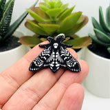 Black and White Deaths Head Moth Charms, 28.4x36mm