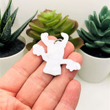 White and Black Devil Crayon Drawing Pendant Charms, 38x41mm