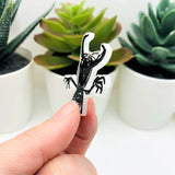 White and Black Devil Crayon Drawing Pendant Charms, 38x41mm
