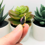 Black Enamel Raven and Pink Flower Charms, 26x16mm