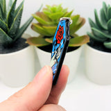 Blue Coffin with Bloody Rose Charms, 41.5x24mm