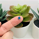 201 Stainless Steel, Blue Sapphire September Birthstone Rhinestone Charms, 8x6mm