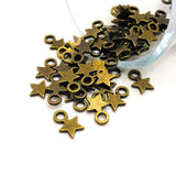 Small Bronze Star Charms, 8x11mm