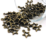 Bronze Open Star Charms, 13x10mm
