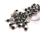 201 Stainless Steel, Dark Green Emerald May Birthstone Rhinestone Charms, 8x6mm