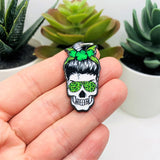 Punk St. Patrick's Day Skull Clover Charms, 38.5x20mm