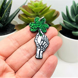 Punk St. Patrick's Day Skeleton Hand Clover Charms, 48x22.5mm