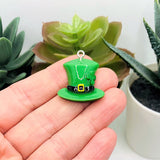 St. Patrick's Day Green Leprechaun Hat Pendant, 23x24mm