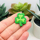 St. Patrick's Day Green Resin Four-Leaf Clover, 26x22mm