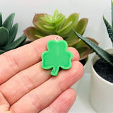 St. Patrick's Day Green Resin Four-Leaf Clover, 26x22mm