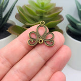 Bronze Decorative Knot Connector Charms, 21x21mm