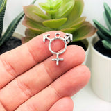 Antique Silver Transgender Pride Symbol Pendant Charm, LGBTQIA+, Rainbow Pride, 17x20mm