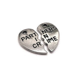 Silver Partners In Crime Heart BFF Charms