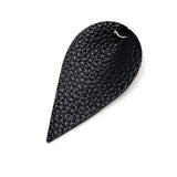 Black Imitation Leather Leaf Pendants, 63x32mm