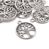 Silver Circle Tree of Life Pendant Charms