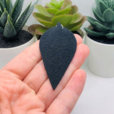Black Imitation Leather Leaf Pendants, 63x32mm