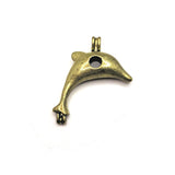 Bronze Dolphin Bead Diffuser Lockets, 19x24mm
