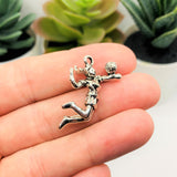 Silver Volleyball Girl 3D Charms, 20x27mm
