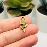 Small Bronze Rose Charms, 21x10mm