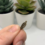 Small Scrolled Bronze Leaf Charms, 18x10mm