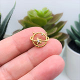Gold Plated, Cubic Zirconia Celestial Connector Charms