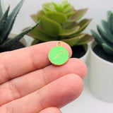 Light Green Enamel and Gold Zodiac/Astrology Charms, 15x12mm