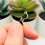 Black and and Gold Enamel Aviator Glasses Charms, 18x17mm