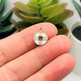 Small Antique Silver Chinese Lucky Coin Charms, 12x10mm