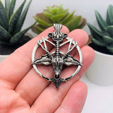 Silver Baphomet Pentagram Satan Pendants, 34x46mm
