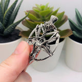 Silver Baphomet Pentagram Satan Pendants, 34x46mm