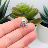 Small Silver Octopus Charms, 15x21mm
