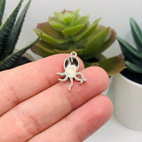 Small Silver Octopus Charms, 15x21mm