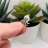 Small Silver Octopus Charms, 15x21mm