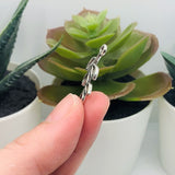 Small Antiqued Silver Tree Branch Charm, Leaf Connector, 25x11mm
