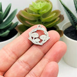 Small Silver Round Mushroom Charms, 21x20mm