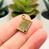 Bronze Passport Travel Connector Charms, 16x12mm