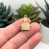 Black and Orange Enamel Haunted House Halloween Charms, 22x16mm