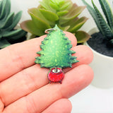 Green Creepy Christmas Tree in Cauldron Charms, 31x39mm