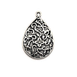 Silver Scroll Flower Teardrop Charms