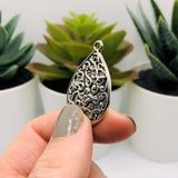 Silver Scroll Flower Teardrop Charms