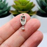 Silver Champagne Flute Charms, 20x7mm