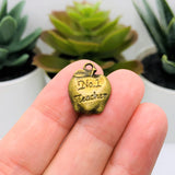 Bronze Number 1 Teacher Apple Charms, 18x14mm