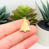 Green and White Enamel Christmas Charms, 24x16mm