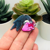 Pink Goth Raven and Heart Charms, 28x39mm