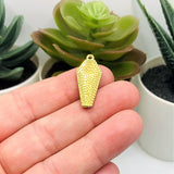 Black and Gold Vampire Coffin Charms, 26x12mm