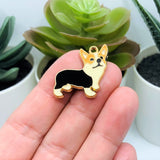 Enamel Corgi Pet Dog Charms, 23x23mm