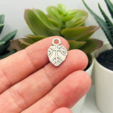 Antiqued Silver Tree Leaf Charm, 18x12mm