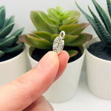 Antiqued Silver Tree Leaf Charm, 18x12mm
